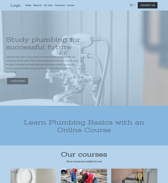 plumber courses template preview