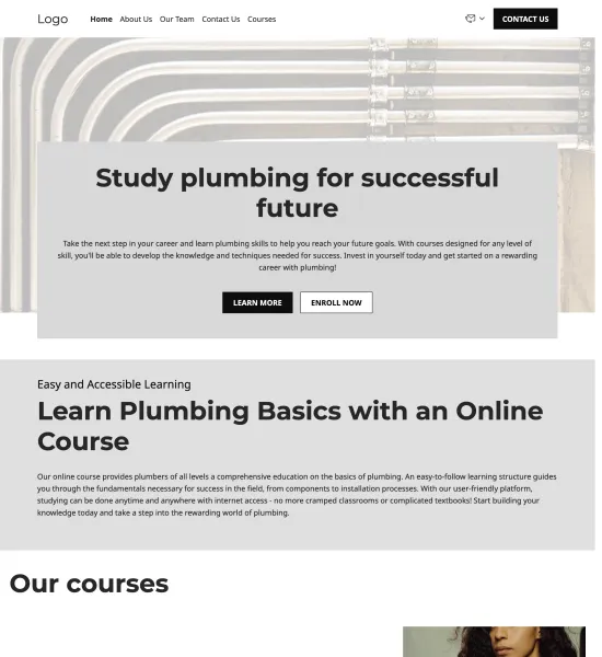 plumber courses template preview