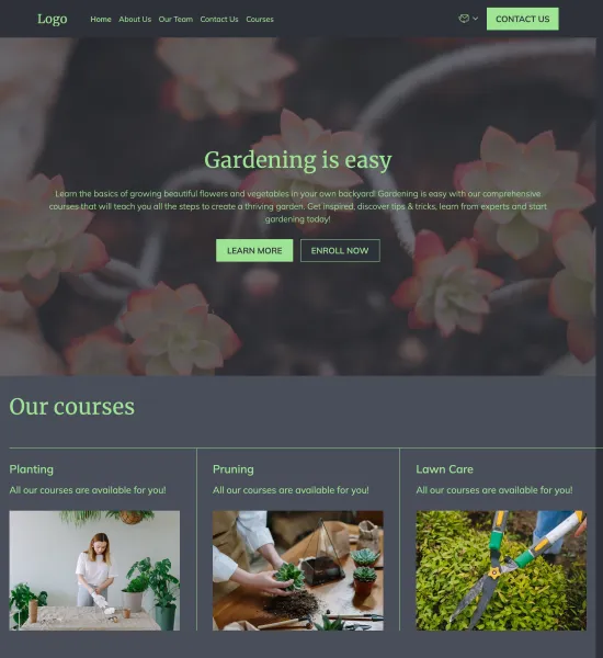 gardening courses template preview