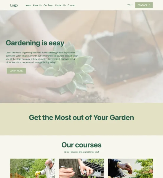 gardening courses template preview