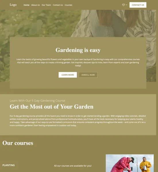 gardening courses template preview