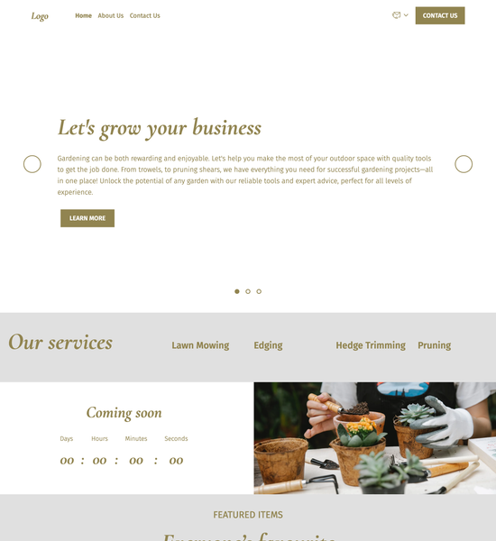 gardening tools store template preview