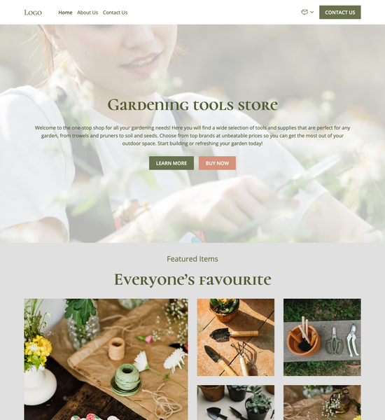 gardening tools store template preview