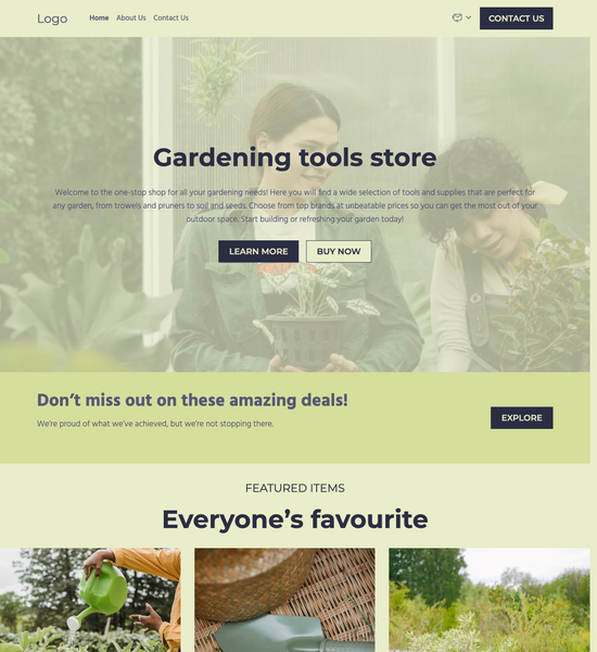 gardening tools store template preview