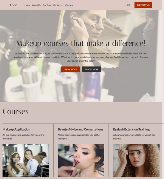 makeup academy template preview