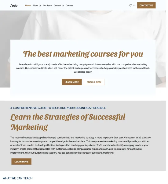 marketing courses template preview