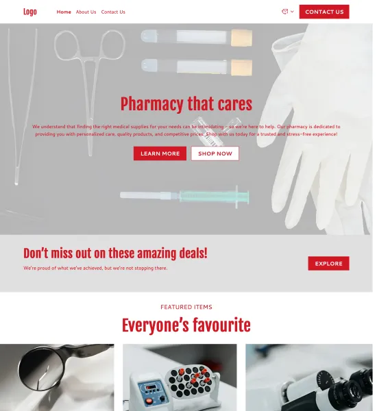 medical equipment online store template preview