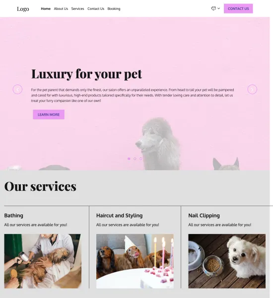 pet grooming salon template preview