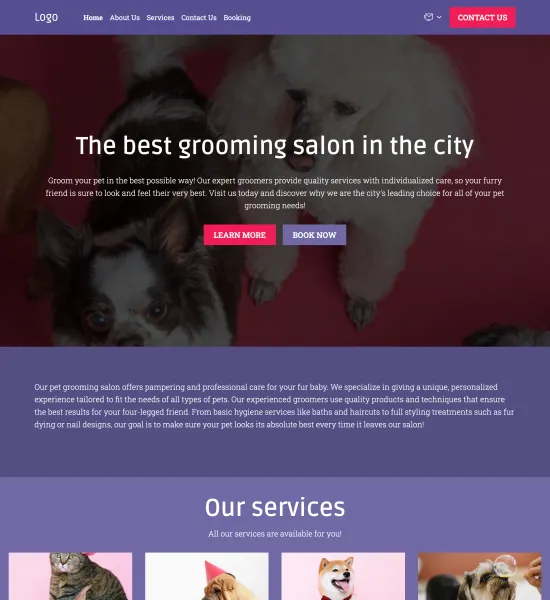 pet grooming salon template preview