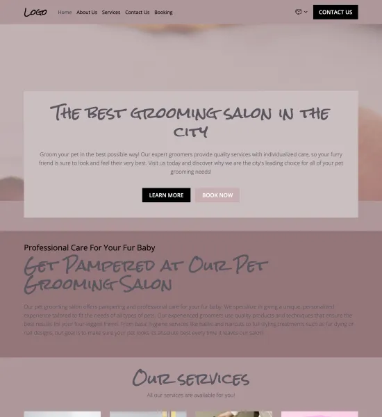 pet grooming salon template preview