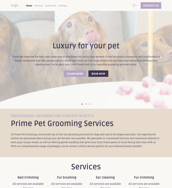 pet groomer template preview