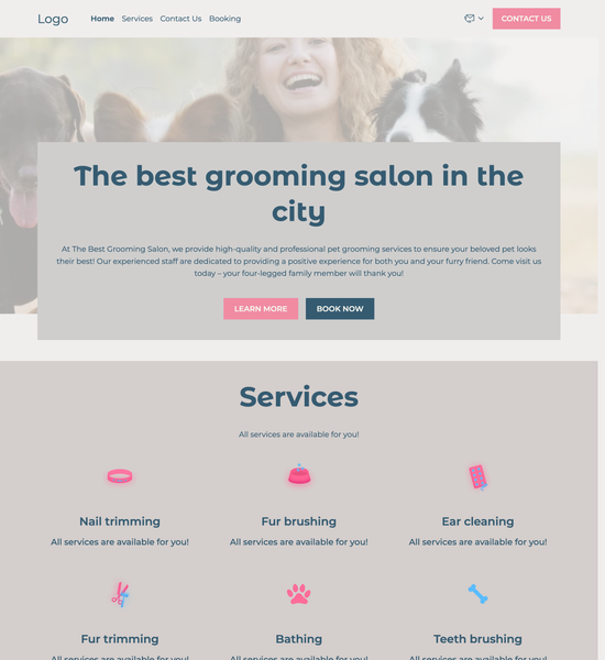 pet groomer template preview