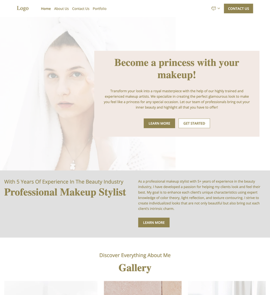 makeup stylist portfolio template preview