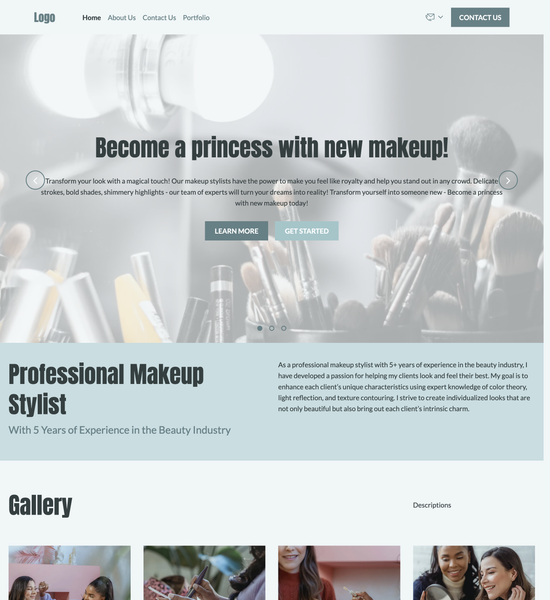 makeup stylist portfolio template preview