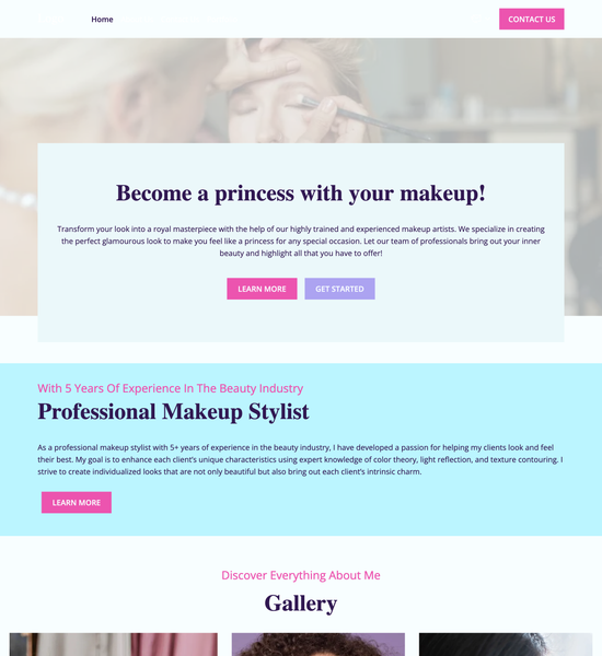 makeup stylist portfolio template preview