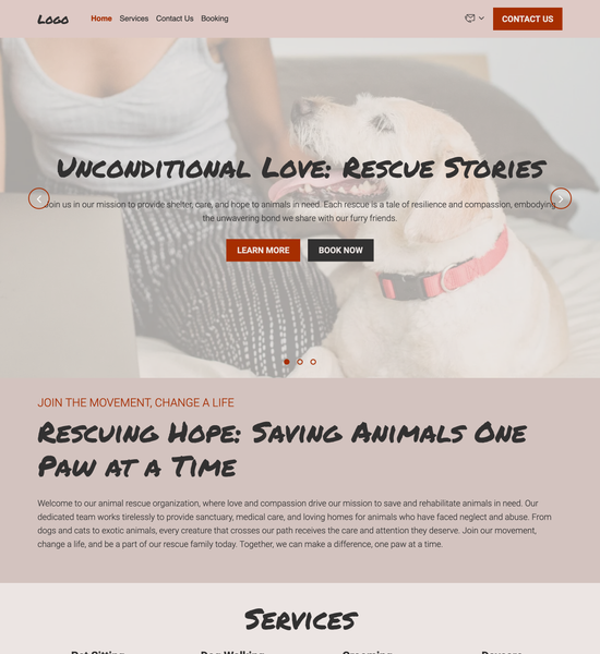 pet care provider template preview