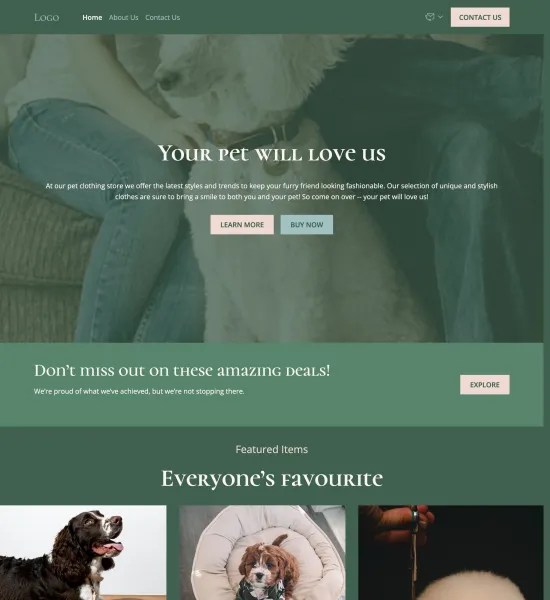 pet clothing store template preview