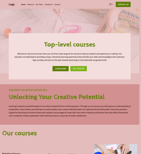 art courses template preview