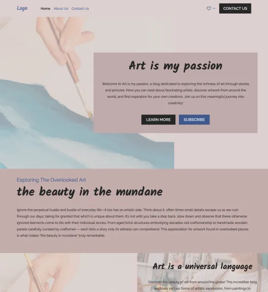 art blog template preview