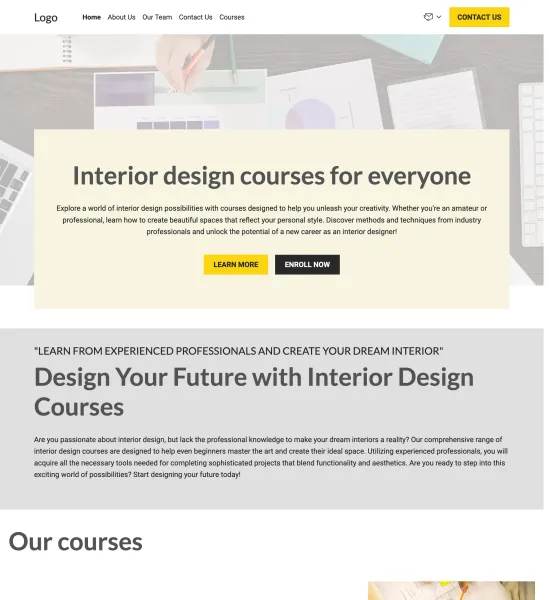 interior design courses template preview