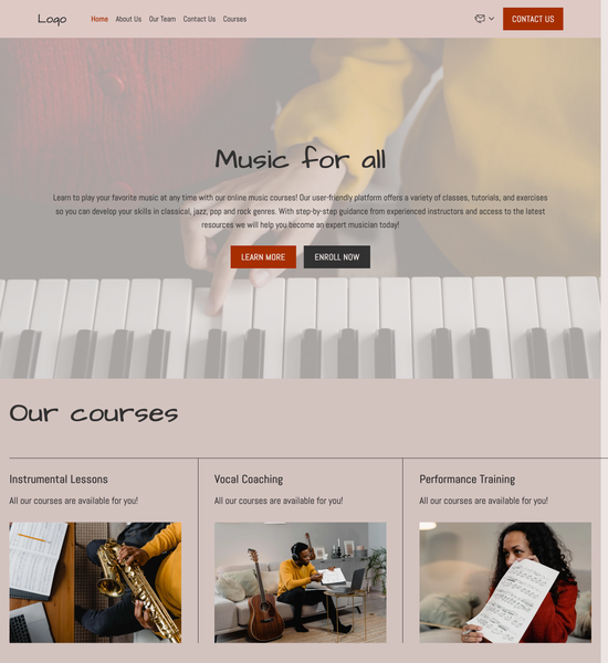 music courses template preview