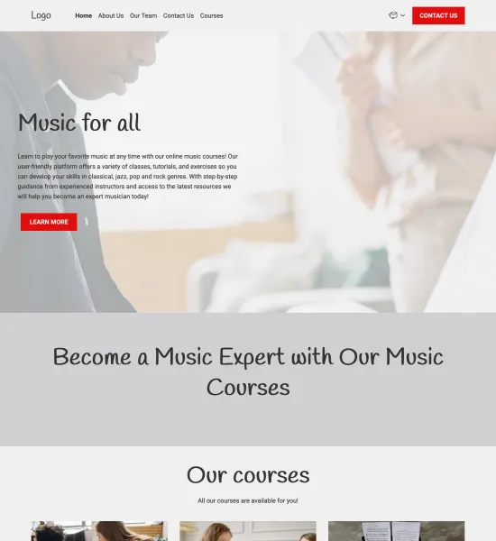 music courses template preview