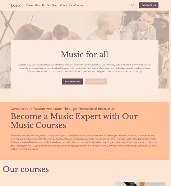 music courses template preview