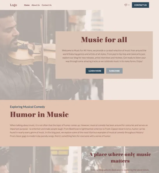 music blog template preview