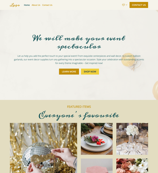 event decor supply store template preview