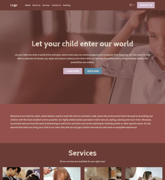 hair salon for kids template preview