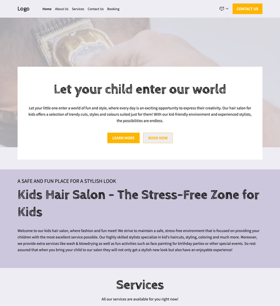 hair salon for kids template preview