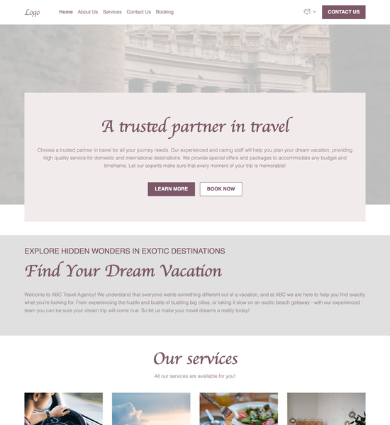 travel agency template preview