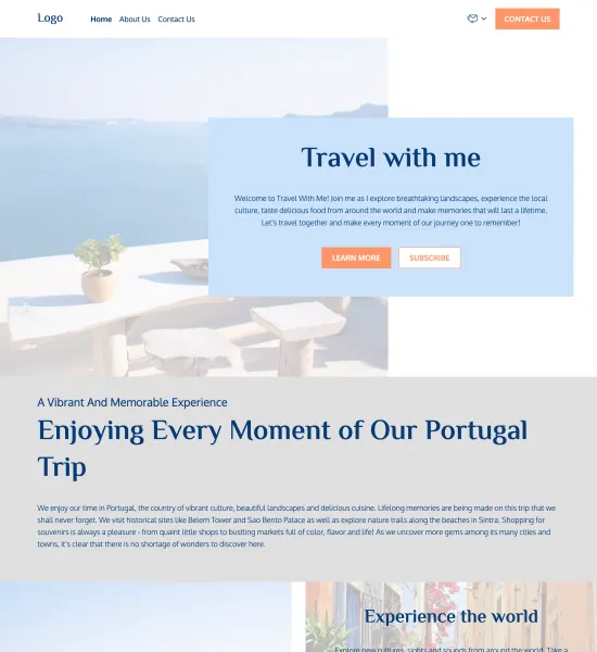 travel blog template preview