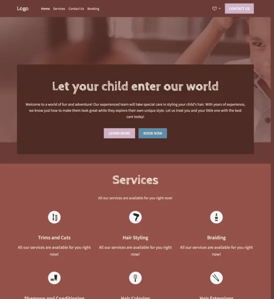 children's hairdresser template preview