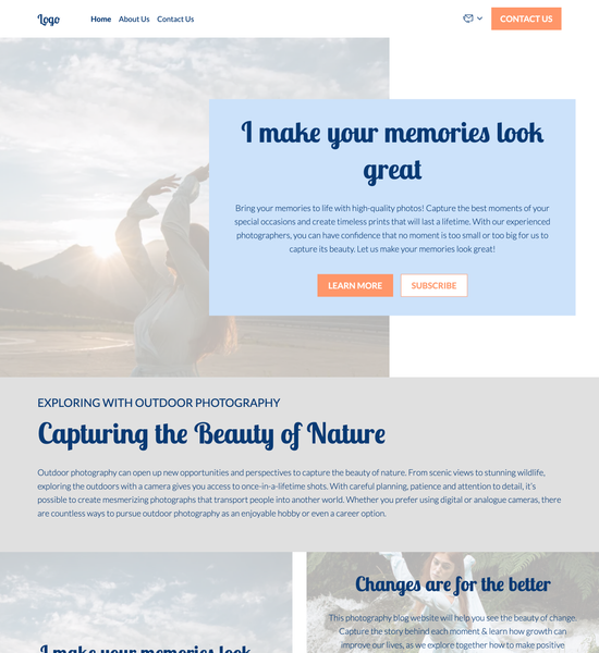 photography blog template preview