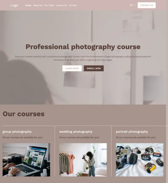 photography school template preview