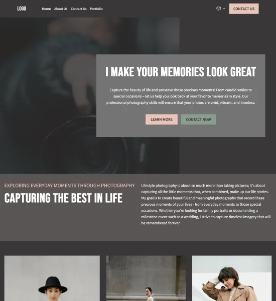 lifestyle photography portfolio template preview