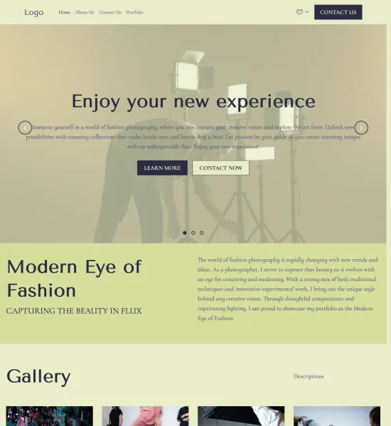 fashion photography portfolio template preview