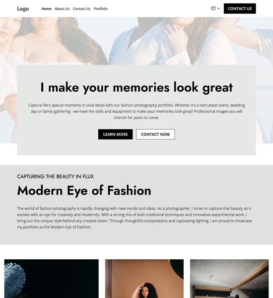 fashion photography portfolio template preview