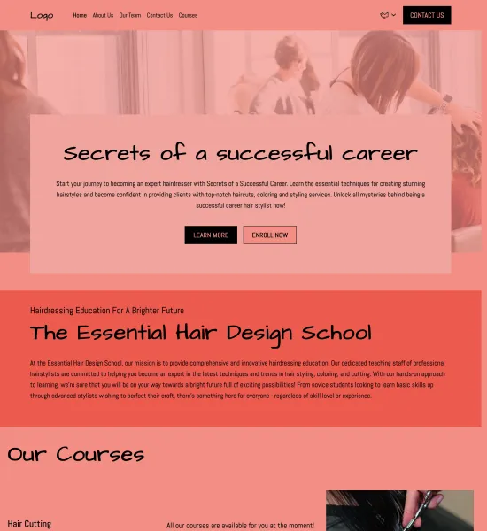 hairdressing school  template preview