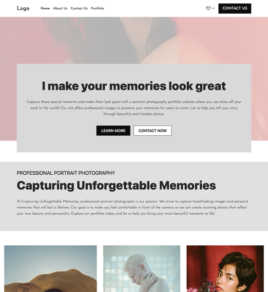 portrait photography portfolio template preview