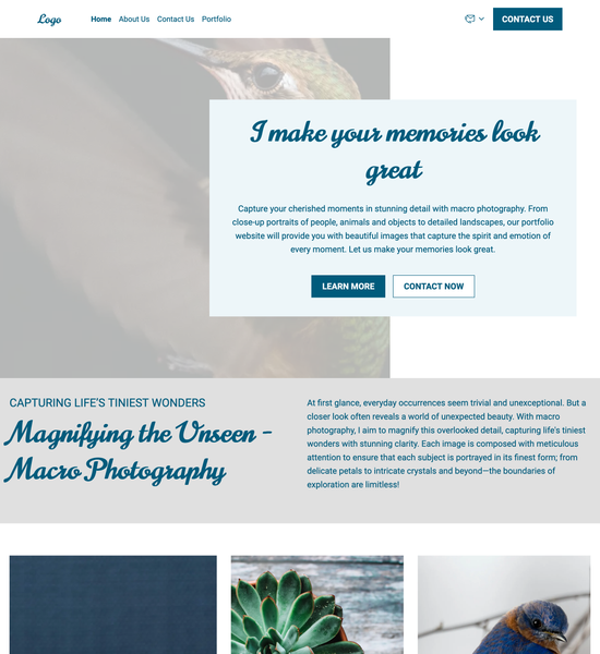 macro photography portfolio template preview