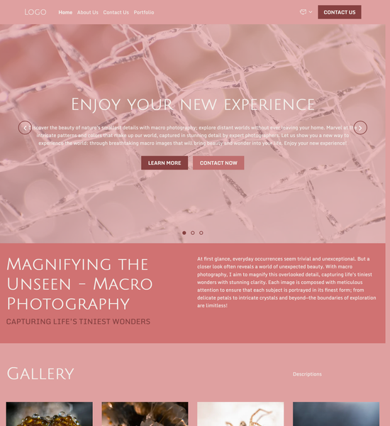 macro photography portfolio template preview