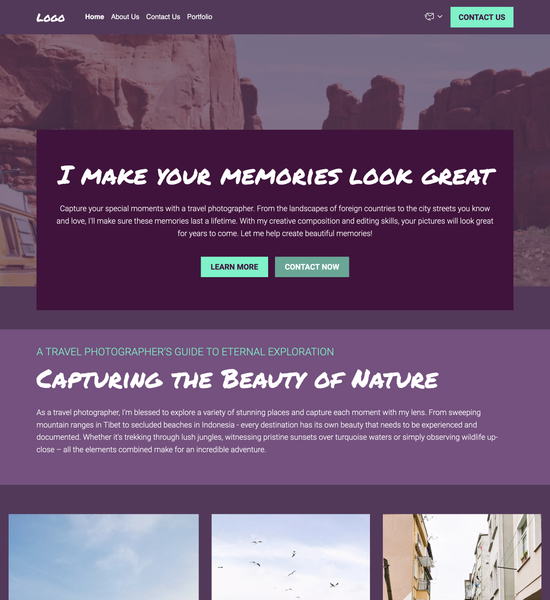 travel photography portfolio template preview