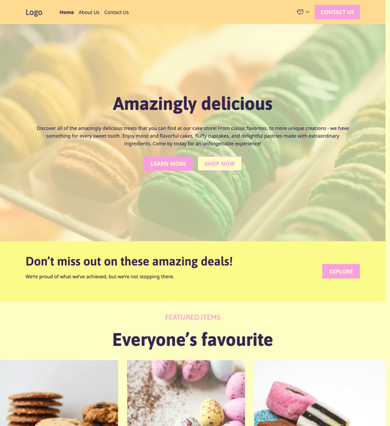 cake store template preview