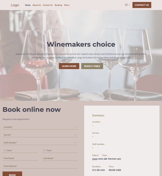 wine bar template preview