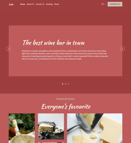 wine bar template preview