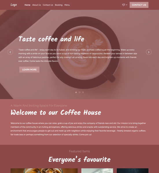 coffee house template preview