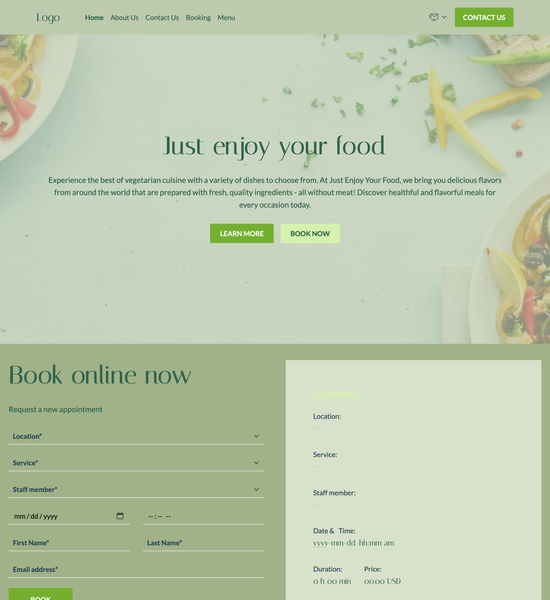 vegetarian restaurant template preview