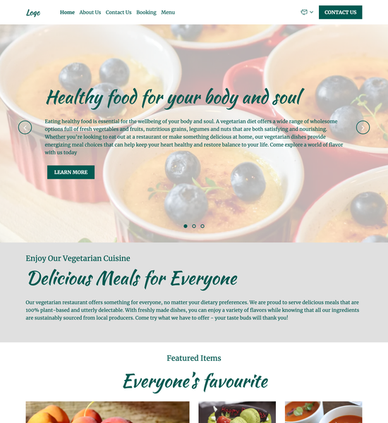 vegetarian restaurant template preview